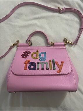 Dolce & Gabbana Pink 'dg family' Leather Top-Handle Satchel